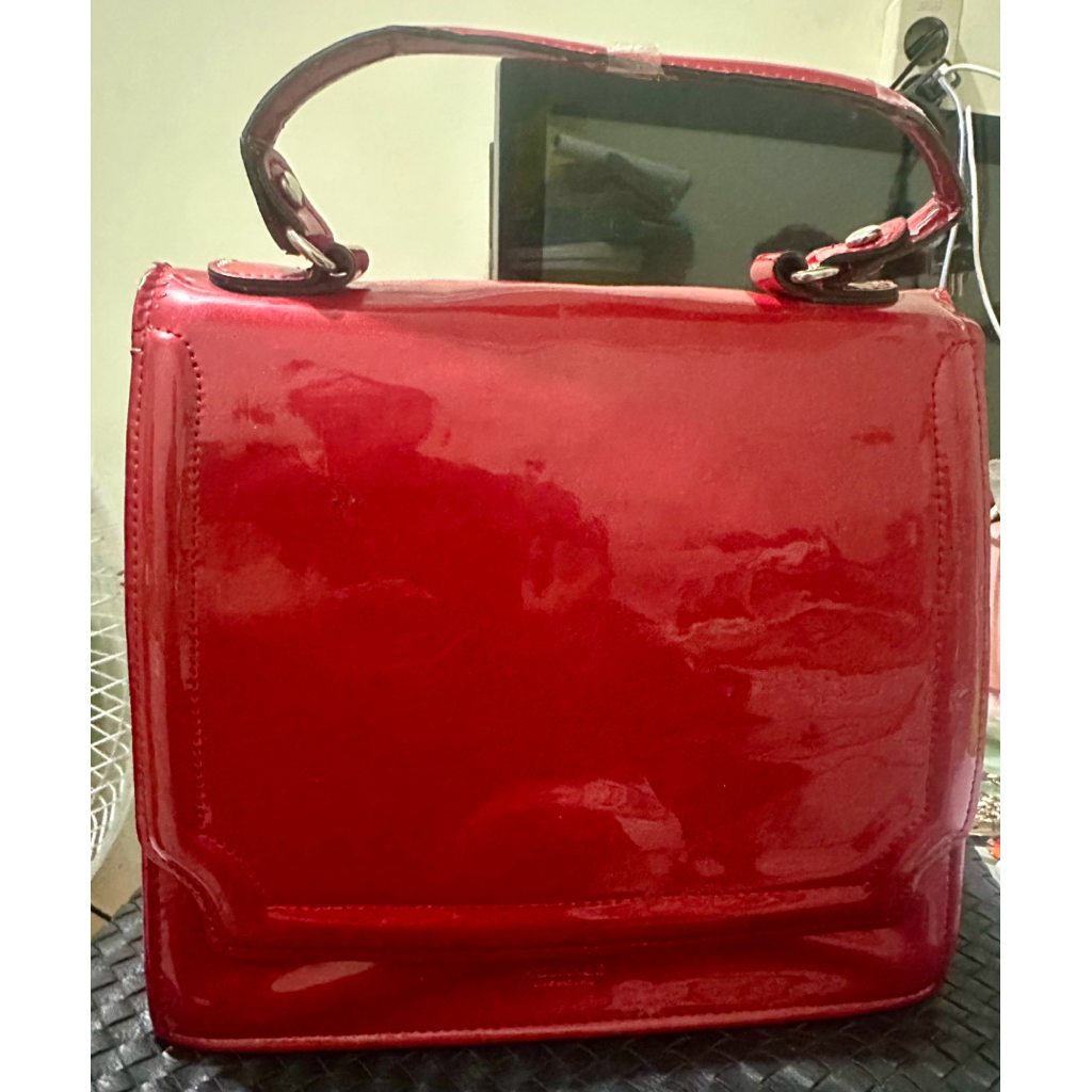 preloved  tas McLanee  red leather handbag minus tali panjang