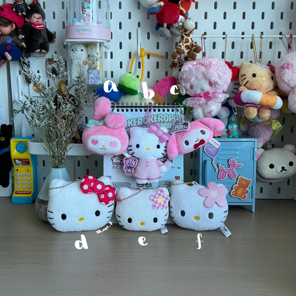 Original Eikoh Sanrio Face Mascots Hello Kitty My Melody Ganci Plush Keychain