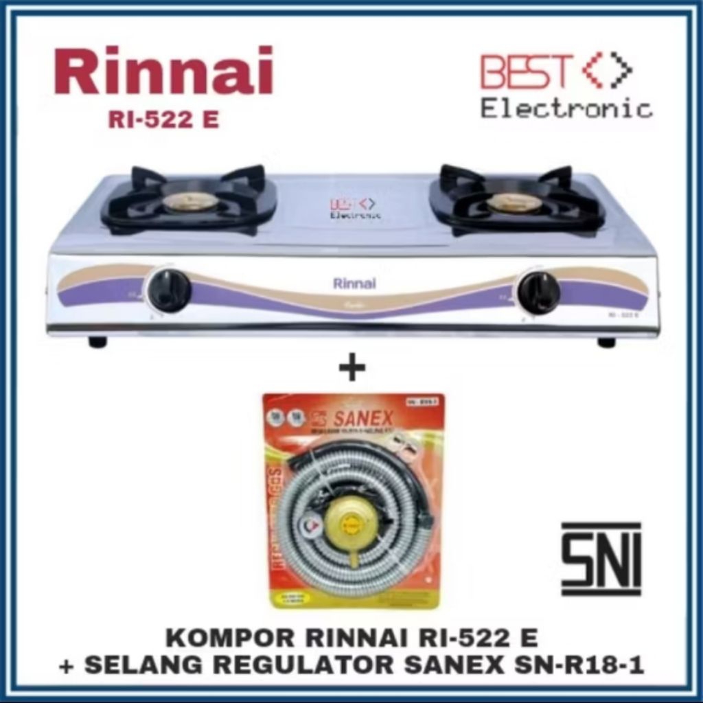 Kompor Gas Rinnai Stainless RI 522E Kompor Stainless Rinnai Kompor Rinnai 522E Kompor Rinai RI 522 E