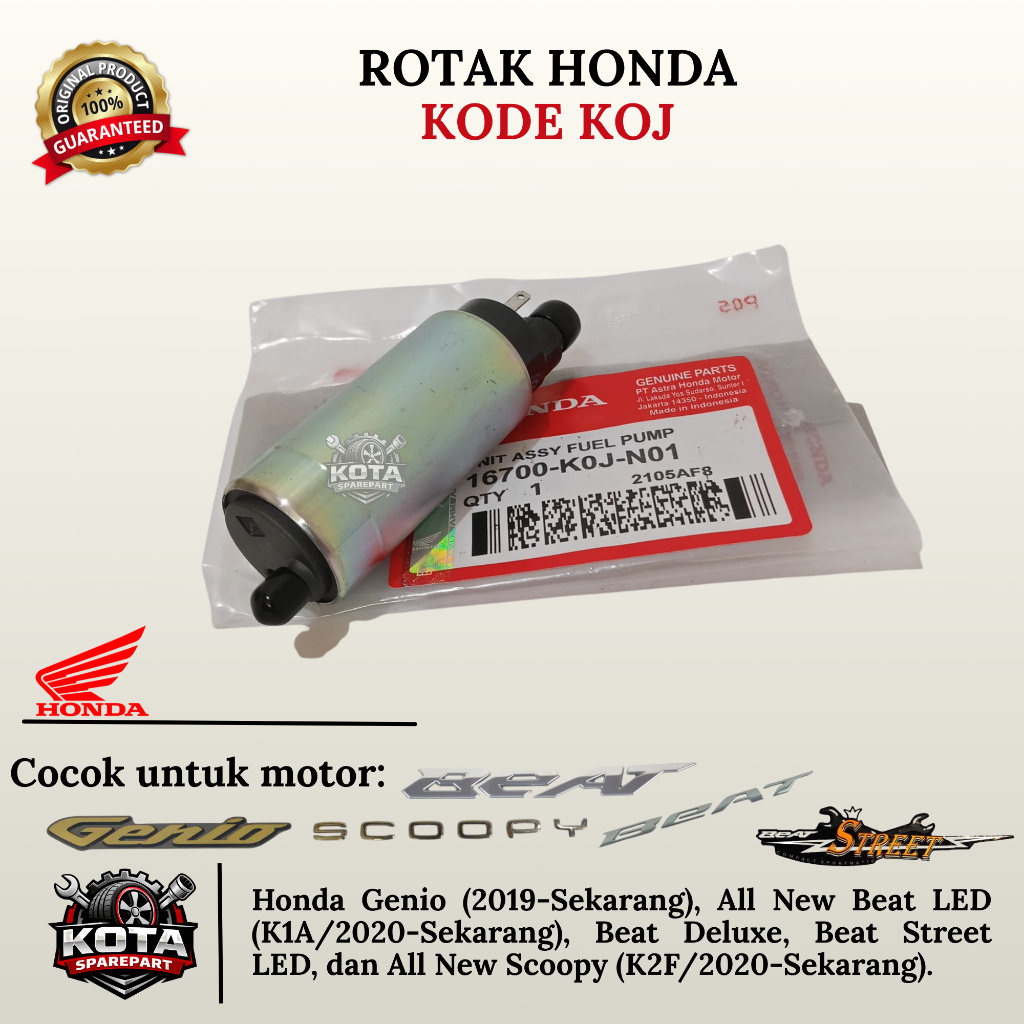 ROTAK ORIGINAL HONDA KODE KOJ UNTUK MOTOR HONDA GENIO (2019-SEKARANG), ALL NEW BEAT LED (K1A/2020-SE