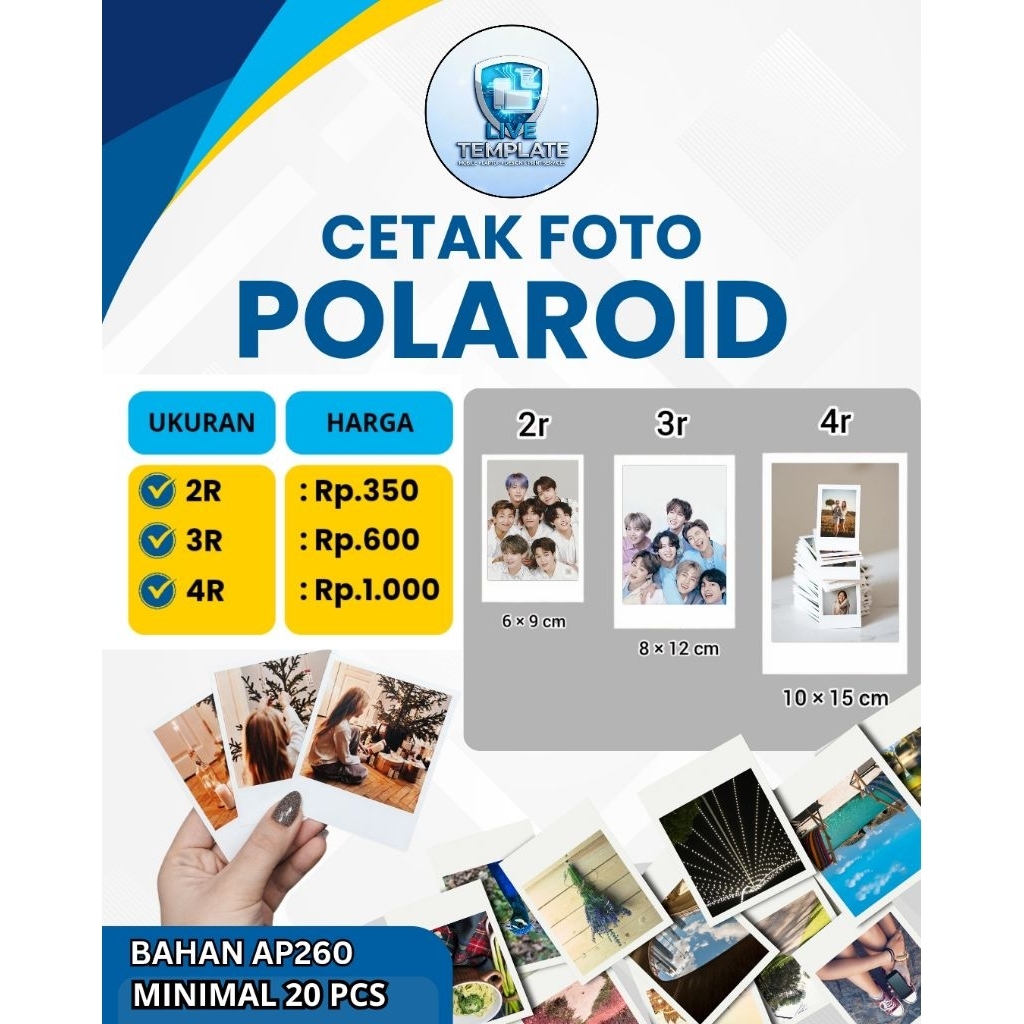 Cetak foto Polaroid 2R 3R 4R