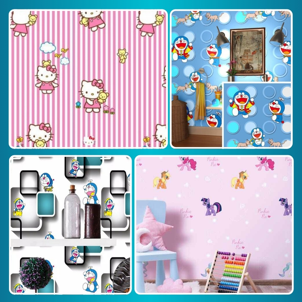 Walpeper Dinding Kamar Wallpaper Sticker Dinding Ruang Tamu Aesthetic Warna Biru Karakter Spiderman