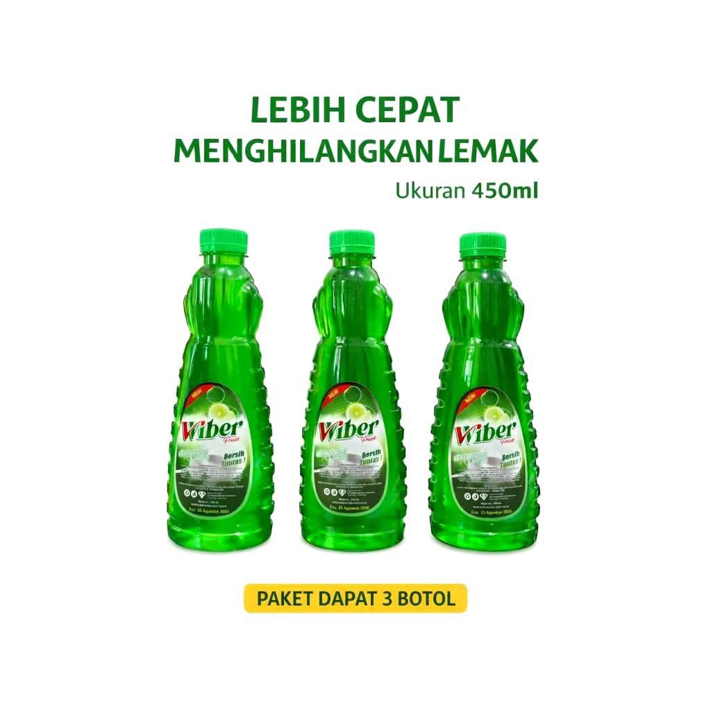 Sabun Cuci Piring Wiber Fresh Jeruk Nipis 450ml-Paket 3 Botol