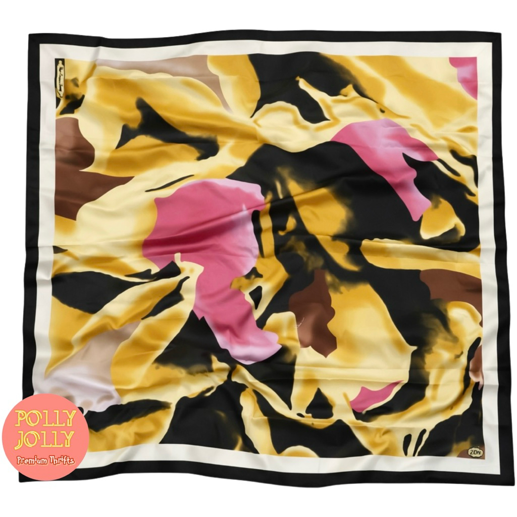 ZOYA - Hijab Segi Empat Silk Satin Motif Warna Hitam (Preloved)