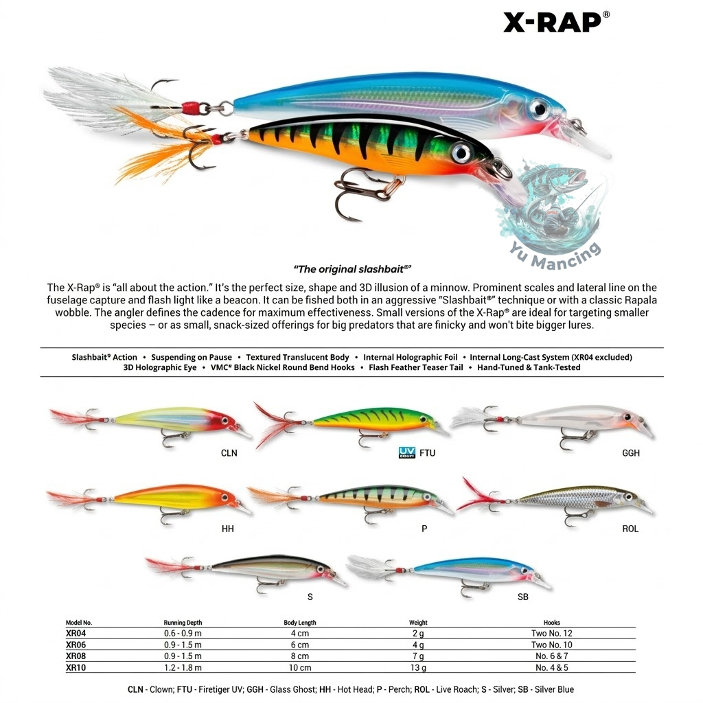 Lure Rapala X RAP - Umpan Minnow XR08 8cm 7gr 0.9-1.5m Xtreme Action Slashbait