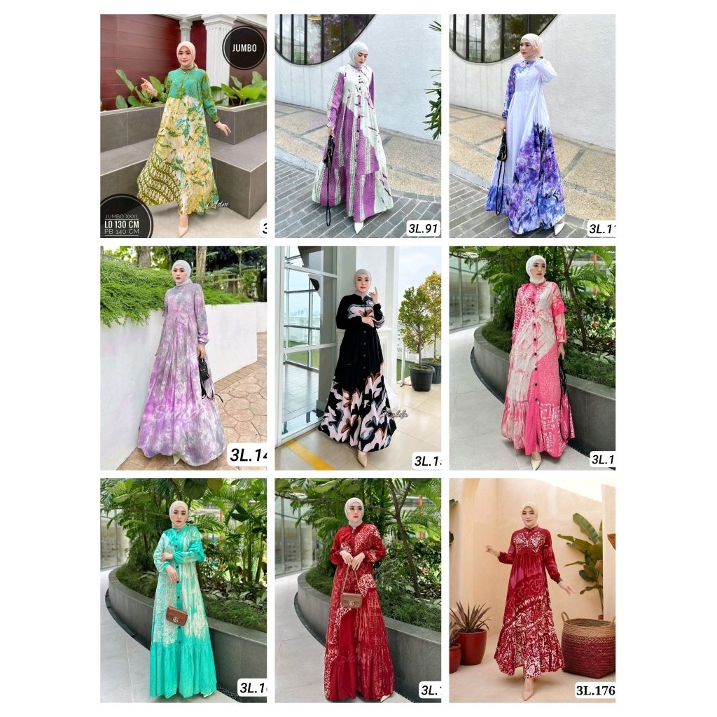 Gamis dress twill ori size jumbo XXXL LD 130