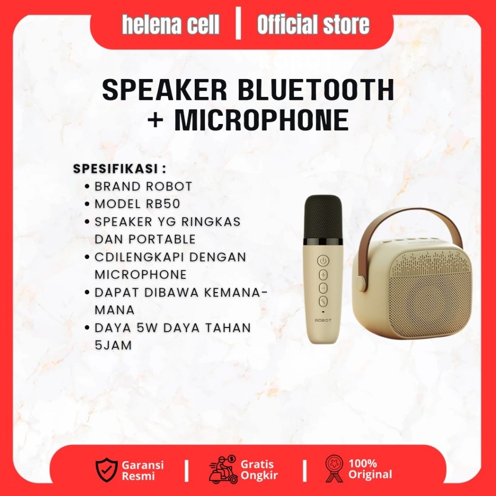 SPEAKER BLUETOOTH ROBOT RB50 + MICROPHONE