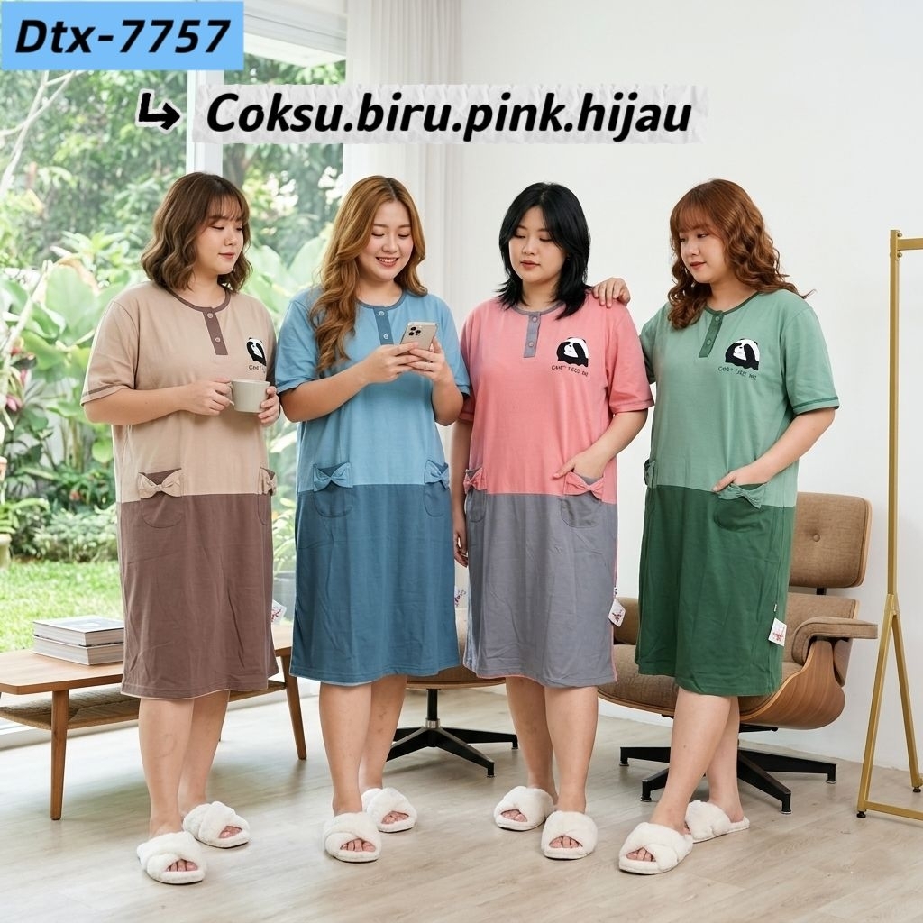 Daster AMRO 7757 Dress XXL JUMBO DTX Label Putih Kancing Aktif