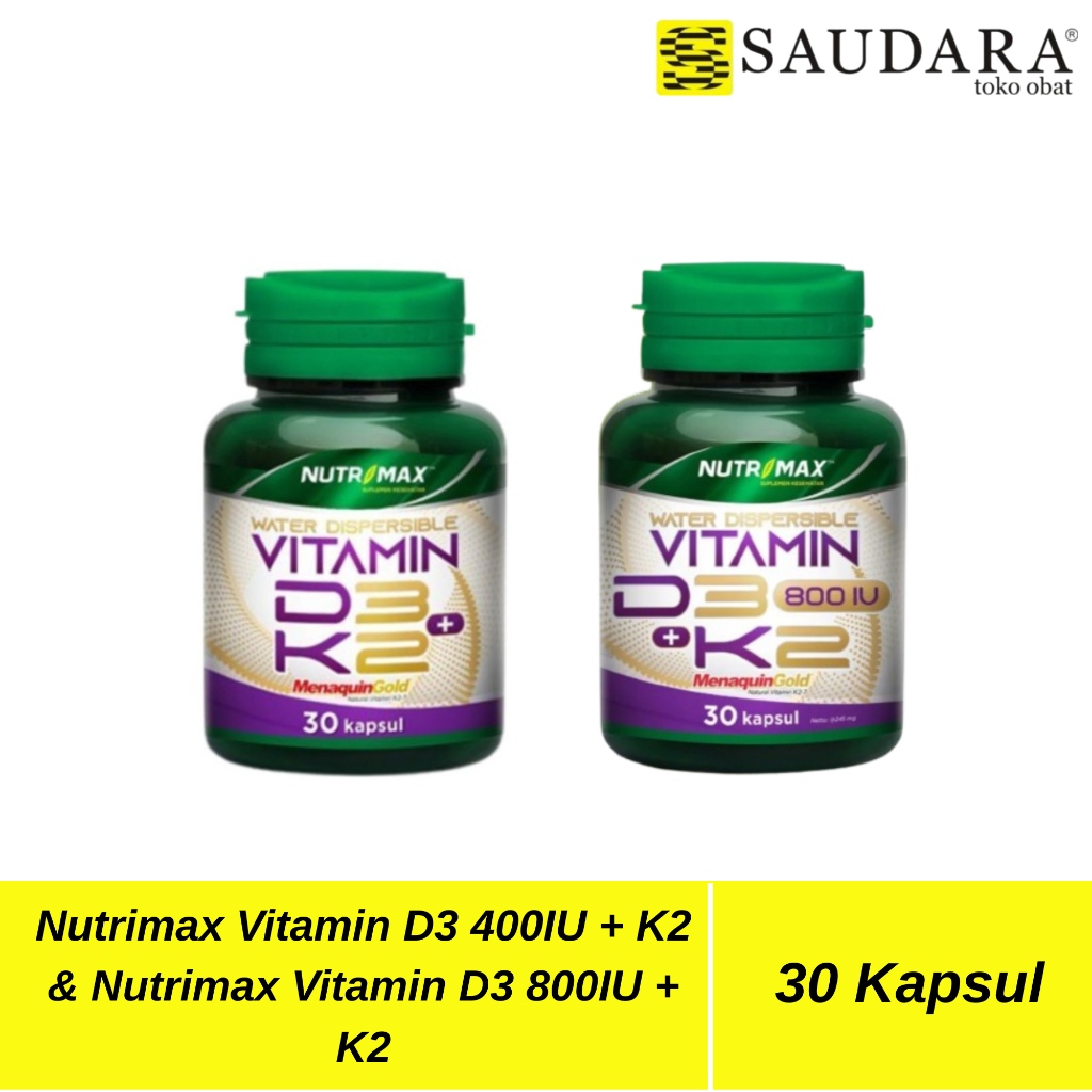 Nutrimax Vitamin D3 400IU + K2, Nutrimax Vitamin D3 800IU + K2 (30 Kapsul)