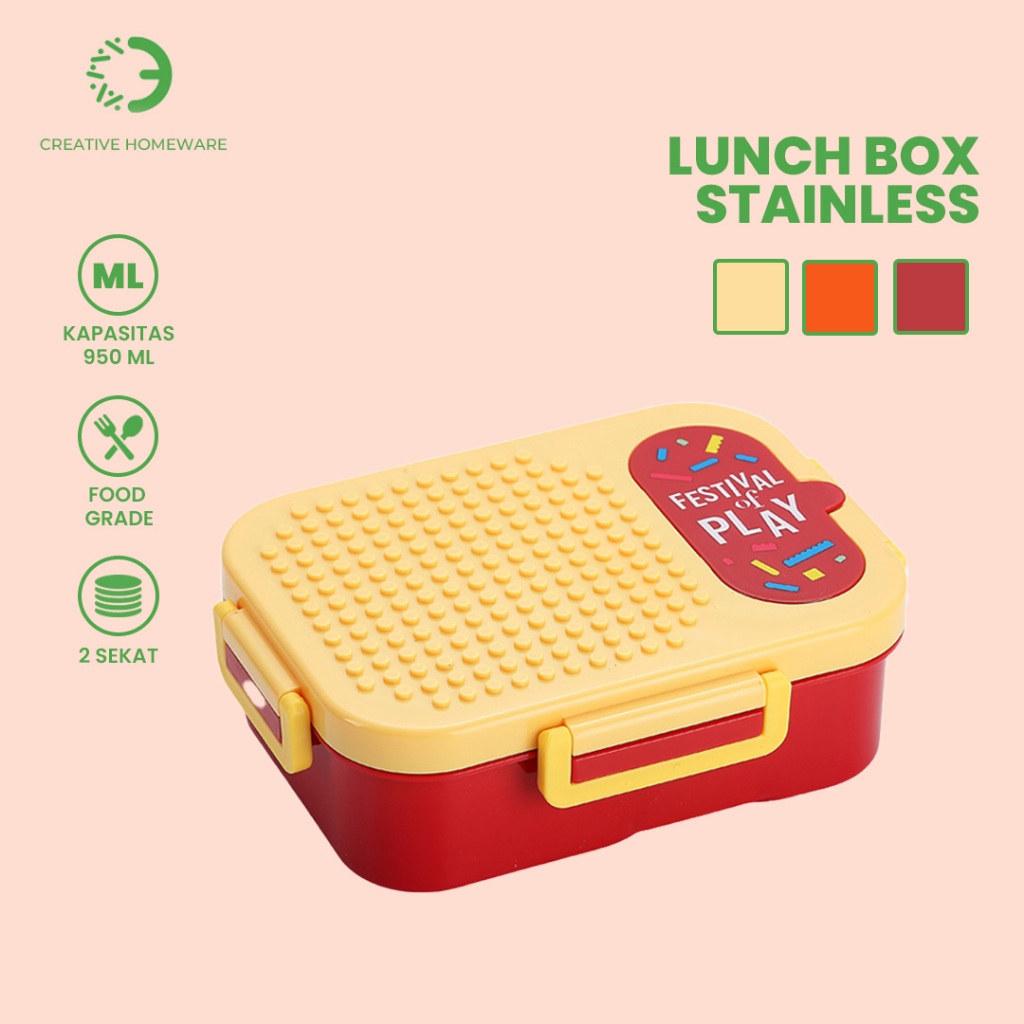 Kotak Makan 2 Sekat Lunch Box Kotak Bekal Sekolah  BPA Free Anti Tumpah Tempat Makan Anti Tumpah