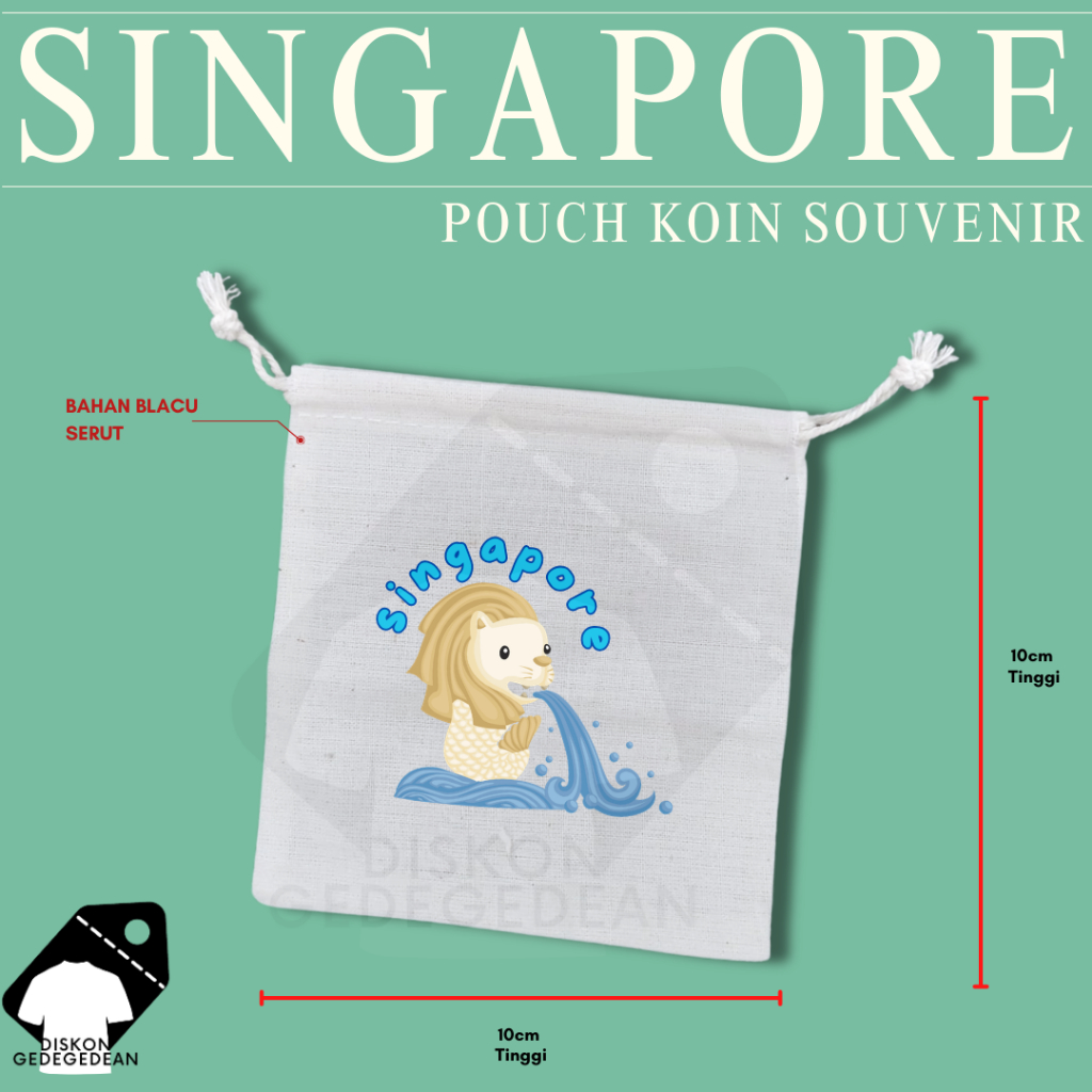 Diskongedegedean Pouch Dompet Koin Souvenir Singapore Dompet Koin Oleh Oleh Singapura Merlion Bahan 