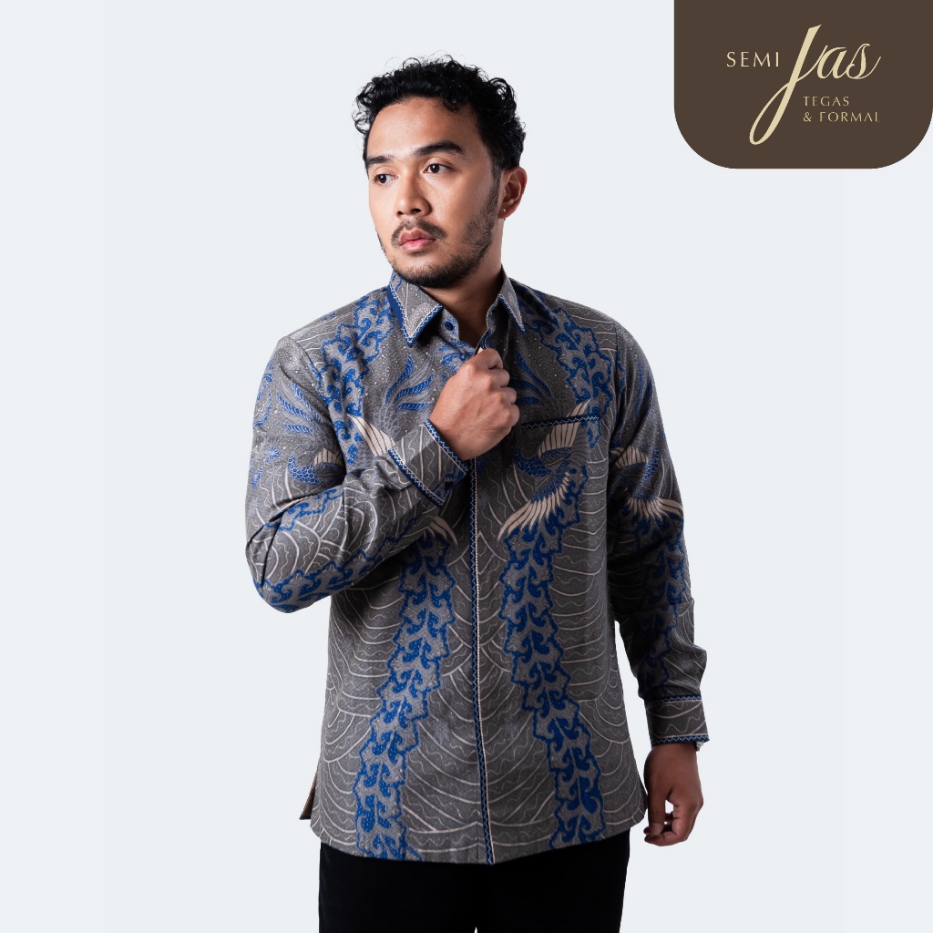 Lano Batik Semi Jas Motif Burung Phoenix | Kemeja Batik Pria Lengan Panjang | SMJ