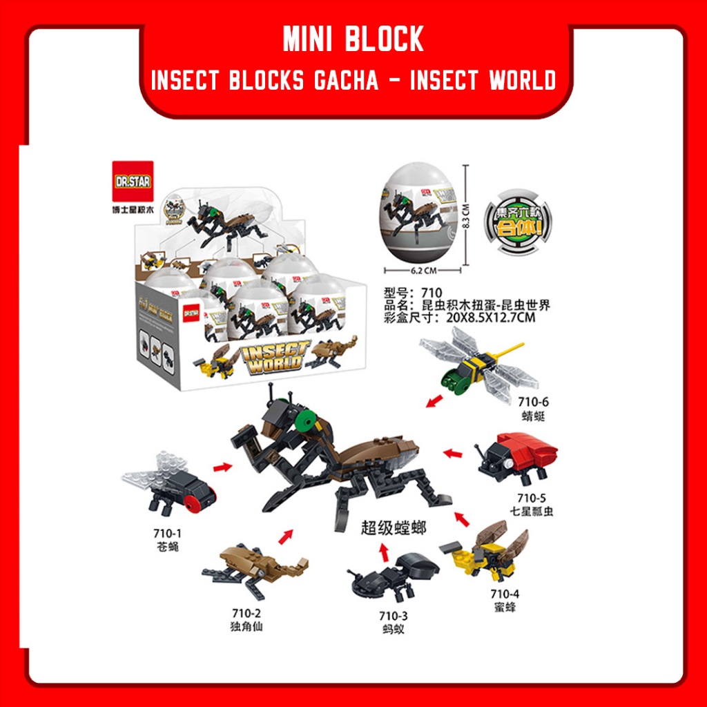 Dr Star 6-in-1 Insect Building BlockGashapon - Insect World
