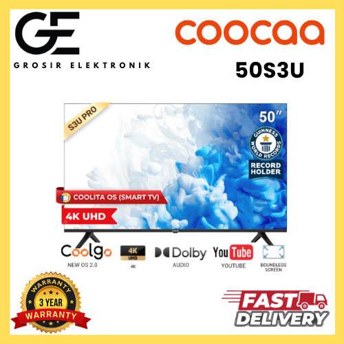 COOCAA 50 inch Smart TV - Digital TV - 4K UHD - (COOCAA 50S3U)