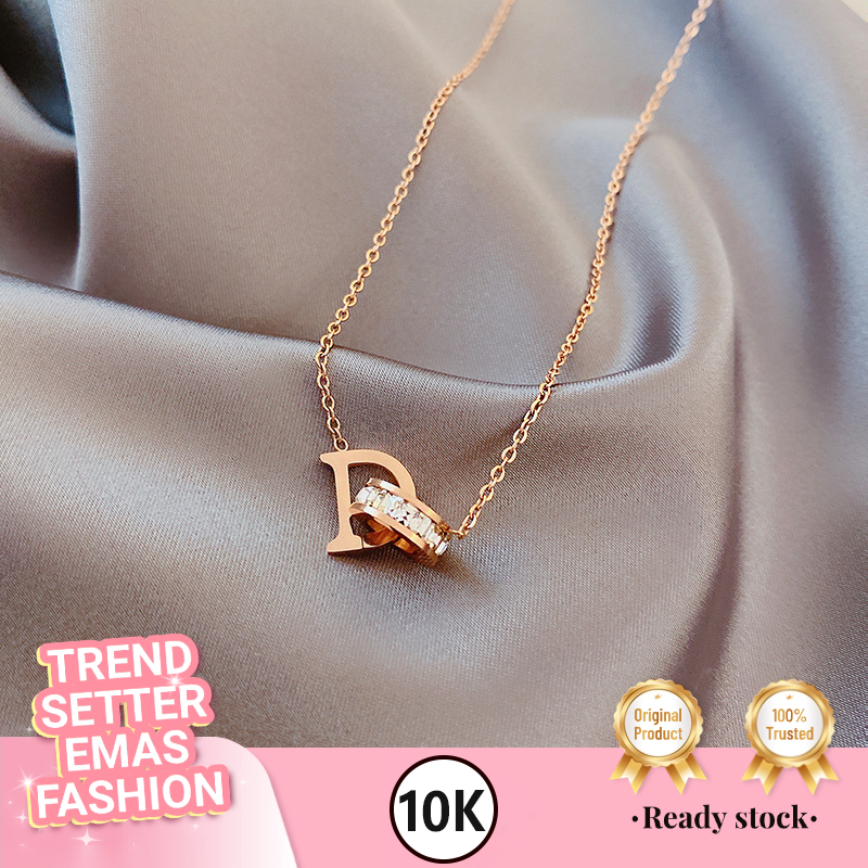 Kalung Emas Liontin Huruf I Do Rose Gold 10K
