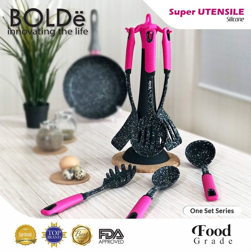 BOLDe Super Utensil Silicone Blackpink Set 7 Pcs Spatula Set Alat Masak Blackpink