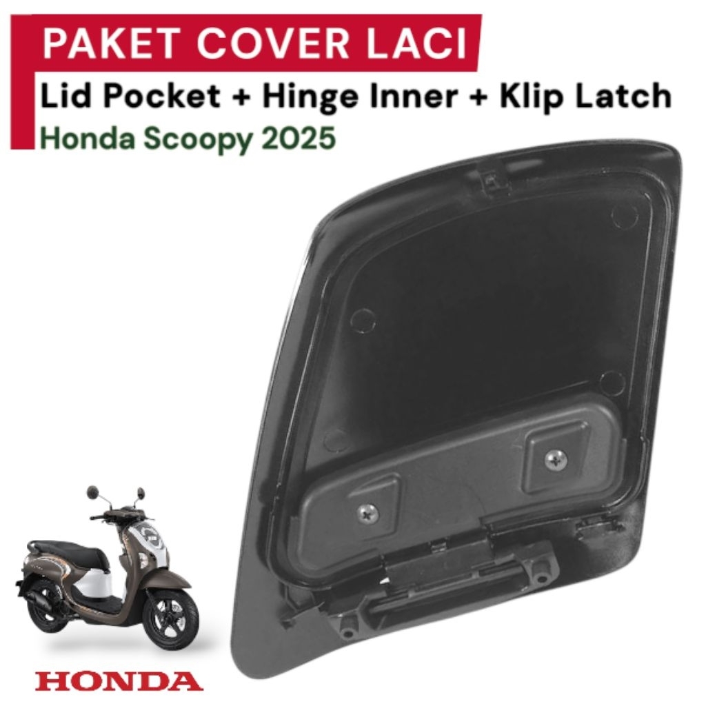 Cover Satu Set Tutup Laci Scoopy 2025 MERAH Dop (Matte Red) | Paket Lengkap