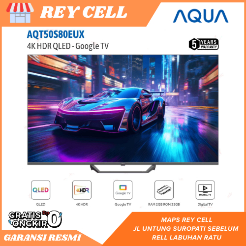 TV AQUA 50 Inch AQT50S80EUX (4K UHD QLED-Google TV) GARANSI RESMI