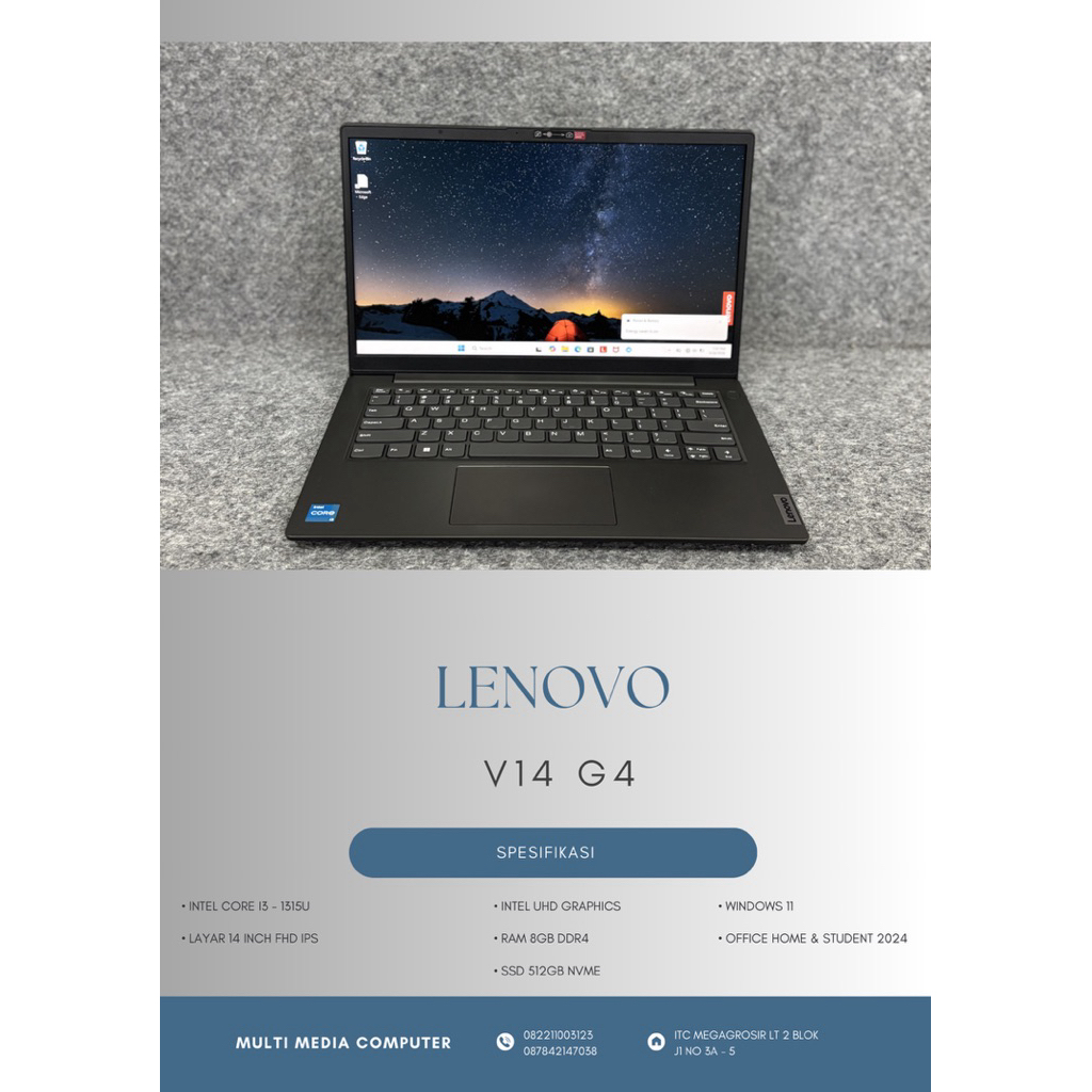 LAPTOP NEW LENOVO V14 G4 INTEL CORE I3 - 1315U 8GB/512GB