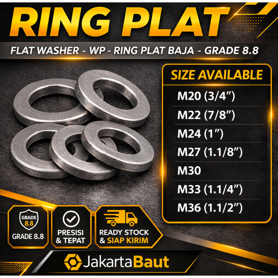 Ring Plat M33 (1.1/4") / Flat Washer M33 / WP M33 / Ring Plat Baja M33 Grade 8.8