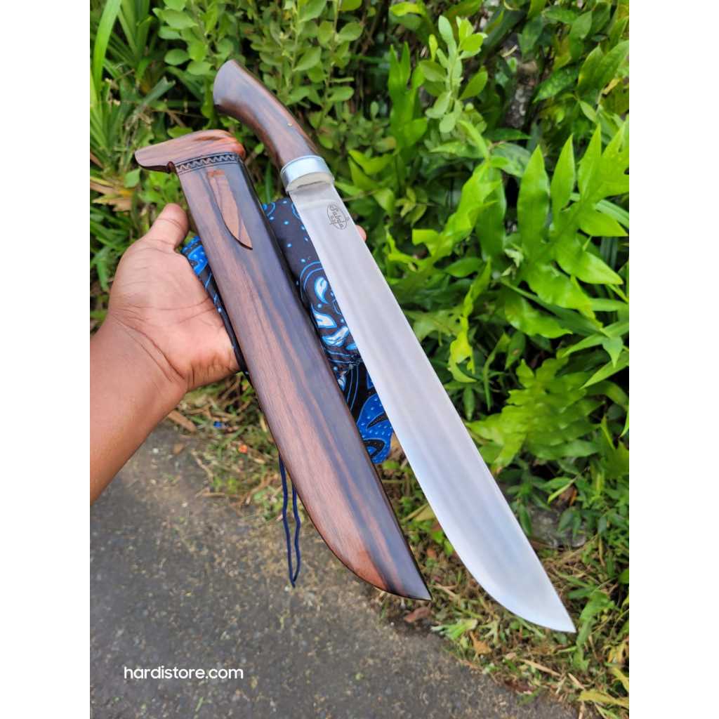Pisau Sembelih 31,9 cm Baja Modern SLD Hit4chi Japan, Kayu Amara Ebony bonus Sarung Kain Batik