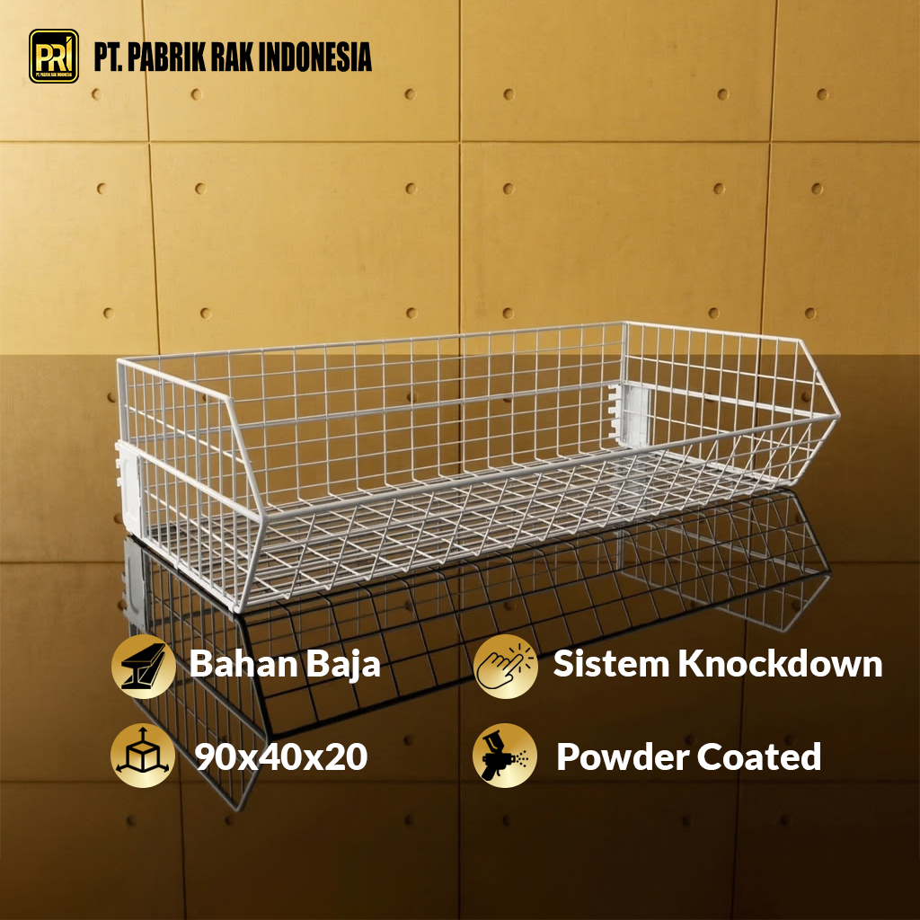 Keranjang Rak Gondola Minimarket Baja Anti Karat Lipat Super Kokoh Basket Display Minimarket