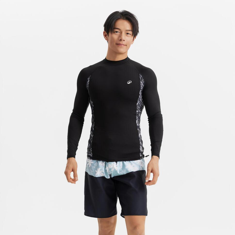 Decathlon OLAIAN Baju Lengan Panjang Anti UV Selancar Pria Hitam/Abu-Abu - 8861720