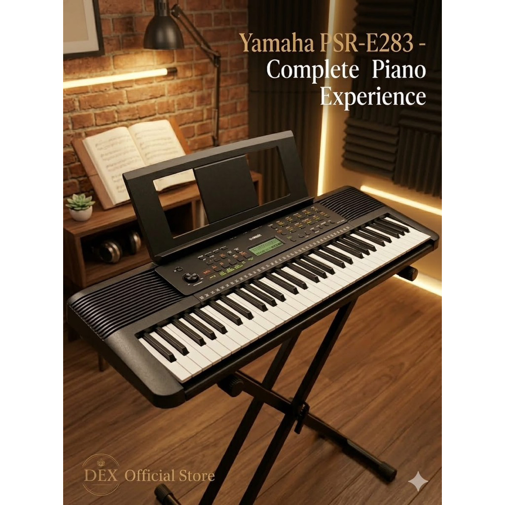 Yamaha PSR-E283 Keyboard Piano 61 Key Portable | Digital Keyboard Pemula | 410 Voice 150 Style | Coc