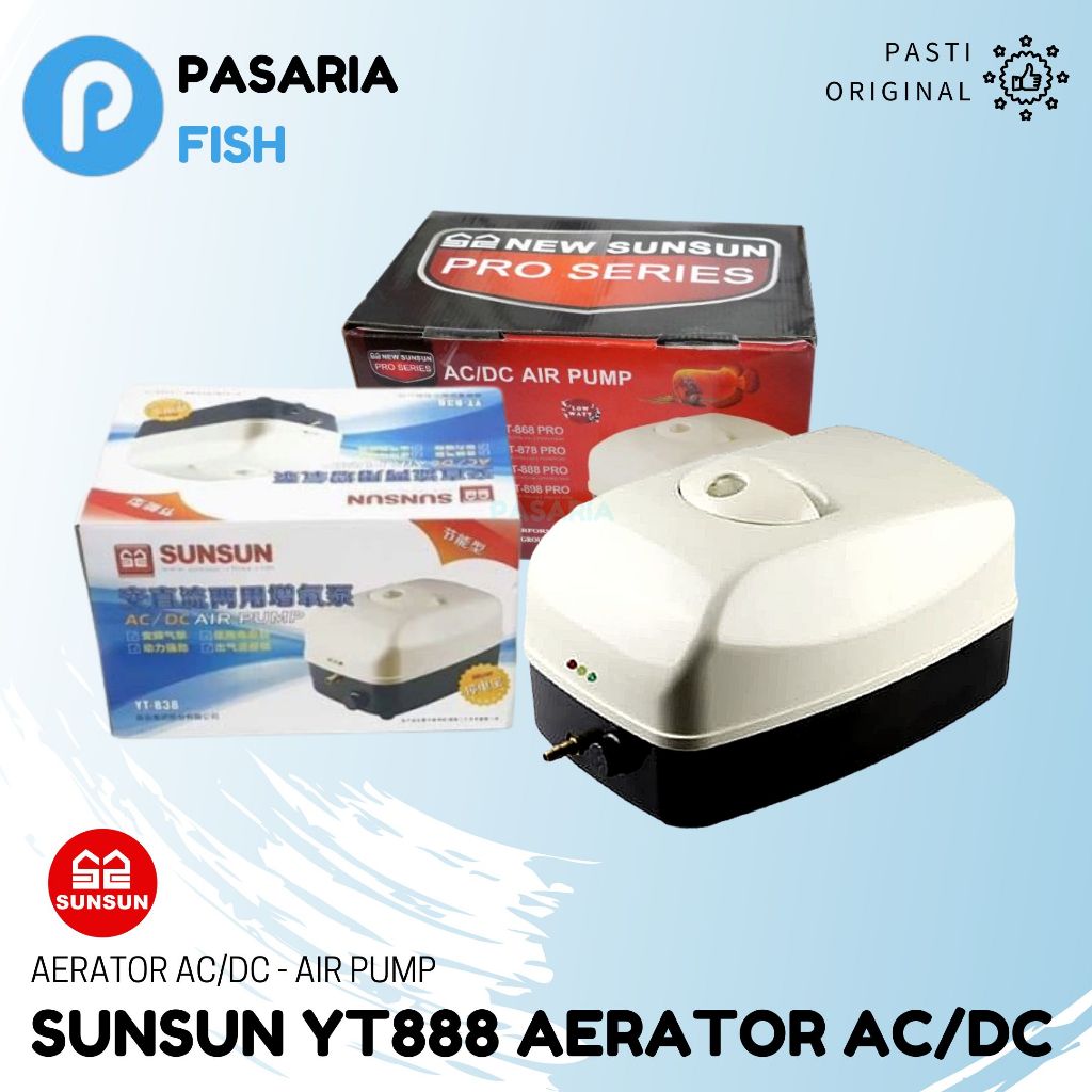 SUNSUN Aerator AC/DC YT888/Pompa Udara/Air Pump Oksigen Kolam YT 888