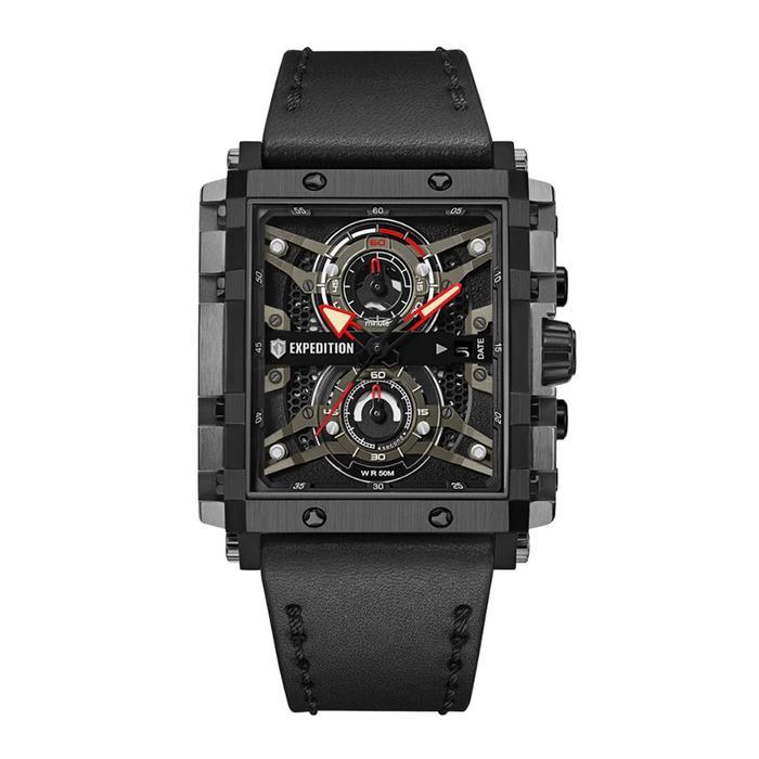 Jam Tangan Pria Expedition EXP 6757 / exp6757 / 6757 Leather Chronograph Original