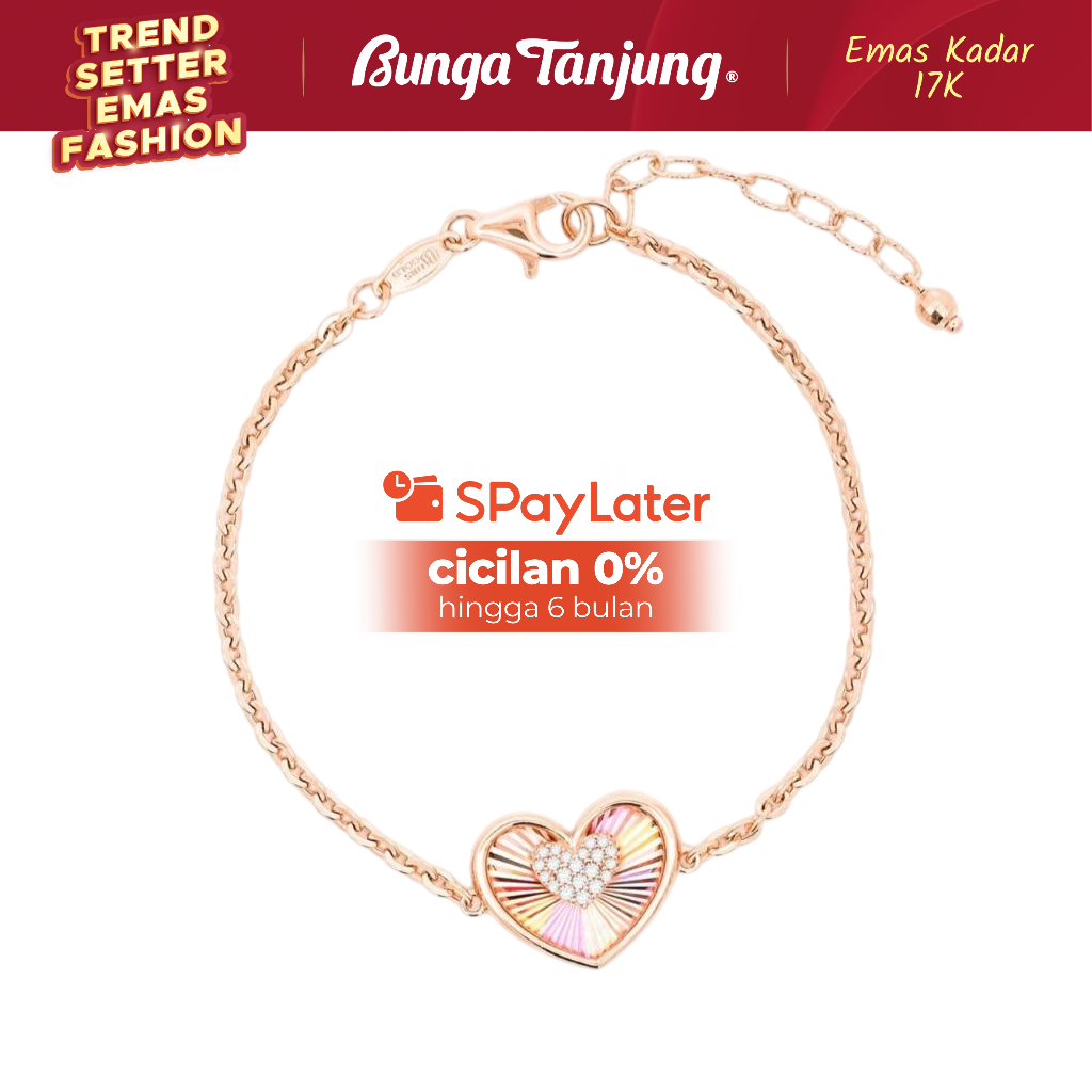 GELANG HOLLOW VAR HATI - EMAS 17K - BUNGA TANJUNG GOLD