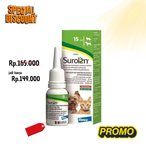 SPECIAL PRICE Surolan Obat Tetes Telinga Anjing Kucing 15 ml - Obat Tetes Telinga Anjing