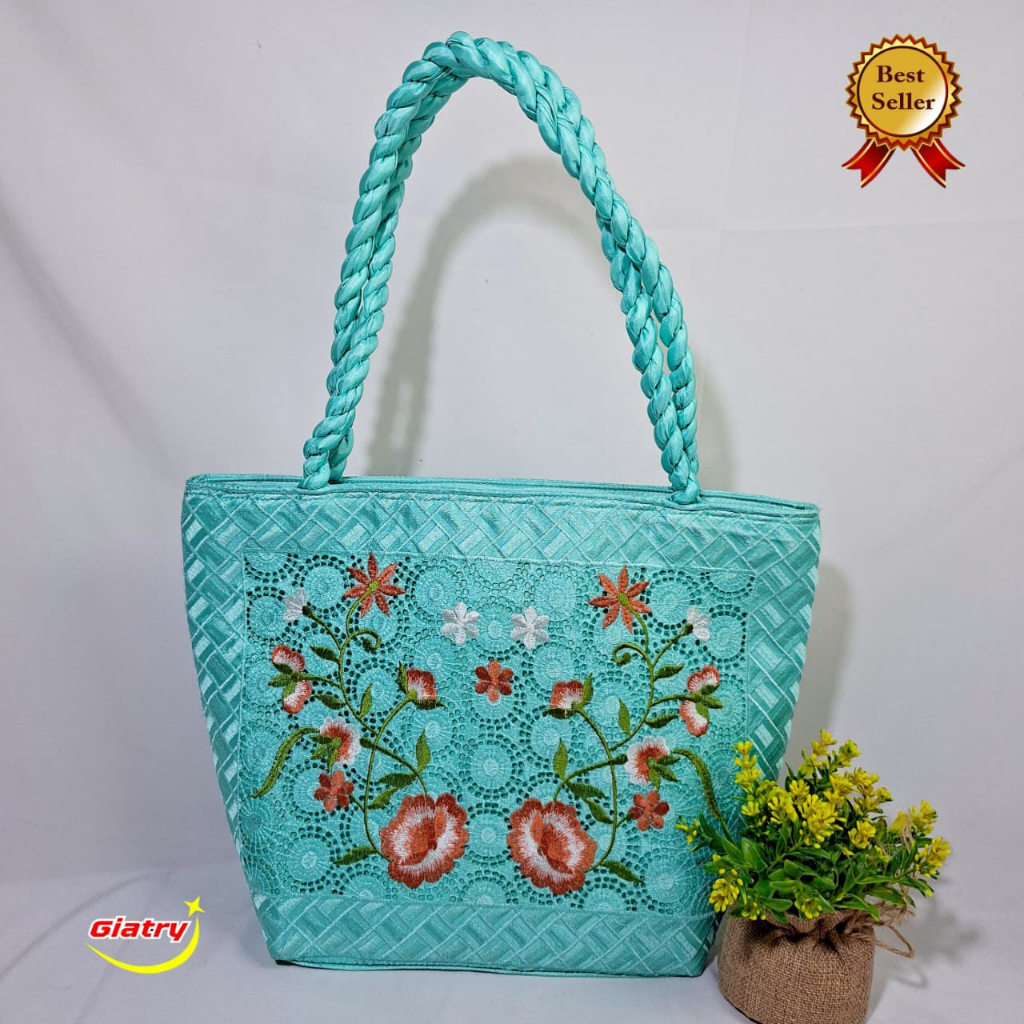 Tas totebag bordir motif bilik kecil/ Tas bahu wanita/tas wanita bordir khas Tasikmalaya/Tas jinjing