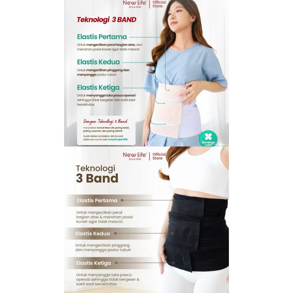 Korset New Life Hitam & Putih Motif Original | Body Shaper / Korset Pelangsing Preloved