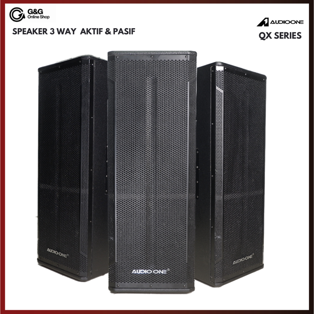 AUDIO ONE Speaker 3 Way 12 Inch + 10 Inch + Tweeter QX 2H 2000W Sound System Profesional Aktif Pasif