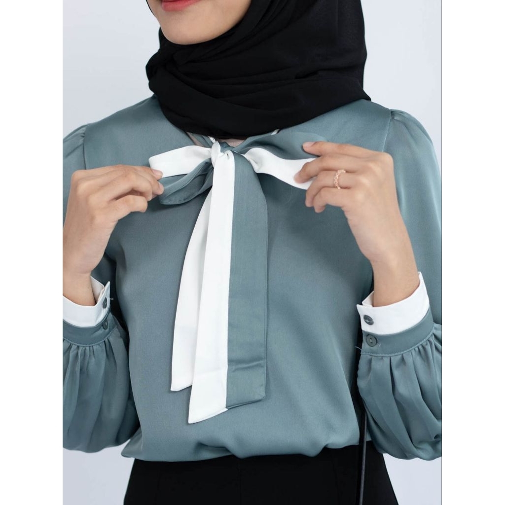 TLC X Berry Otter - Rilley Ribbon Blouse | Women's Shirt | Long Sleeve | Ready Stock