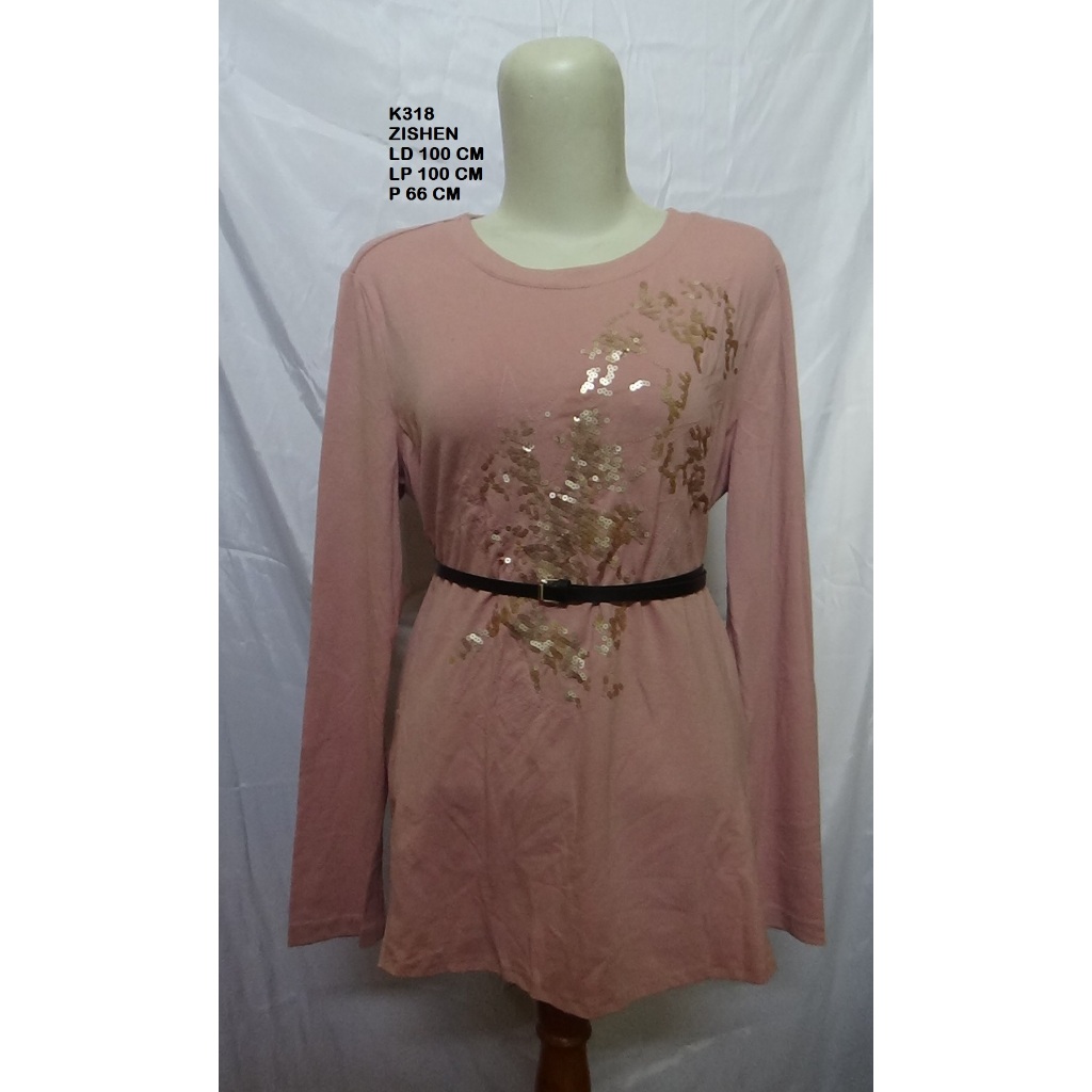 Blouse Tunik Dusty Pink ZISHEN K318 - Elegan & Casual Long Sleeve