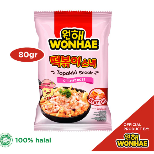 Mujigae by Wonhae Topokki Snack Creamy Rose 80 gr / Makanan Snack Teobokki Krim Krem Rose / Tteokbok