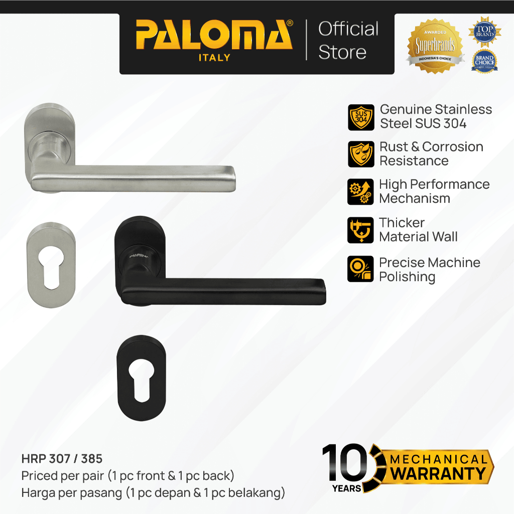 PALOMA Gagang Pintu Door Handle Pintu Roses Lever Engkol Stainless Steel SUS 304 SUS304 Satin Silver