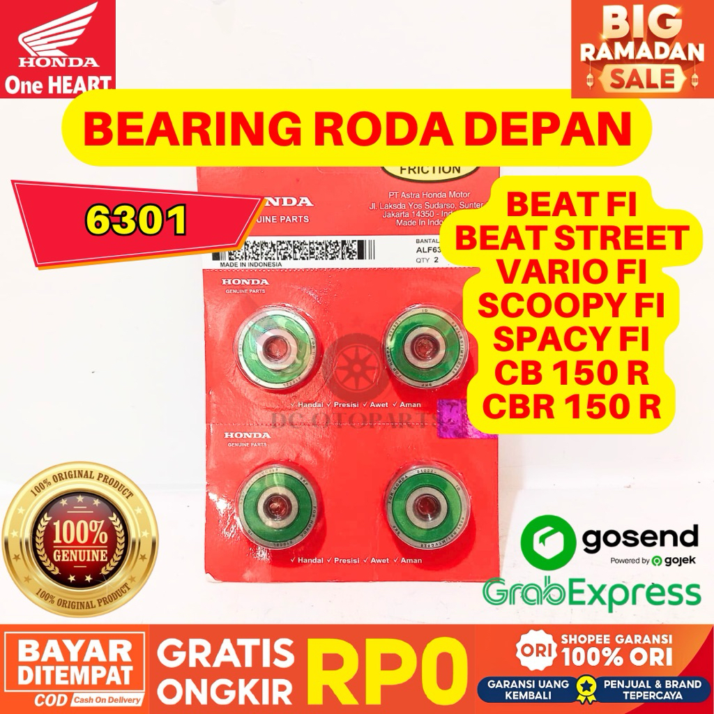 6301 BEARING RODA DEPAN ORIGINAL AHM HONDA, BEARING KODE 6301 ORIGINAL AHM HONDA, BEARING RODA DEPAN
