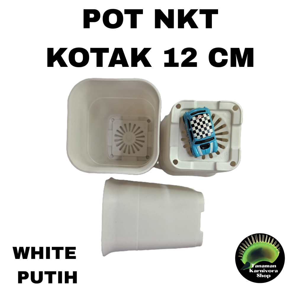 POT BUNGA/POT KOTAK 12 CM/POT NKT JUOSS PUTIH/ POT HIDROPONIK TANAMAN HIAS/ POT TANAMAN KARNIVORA NE