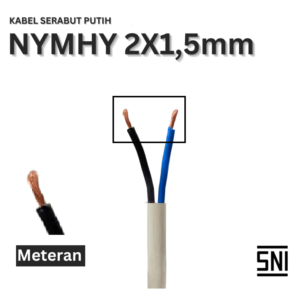 Kabel 2x1,5mm Kenjiro NYMHY Serabut / Kabel Serabut 2x1.5mm / Kabel NYMHY 2x1.5 mm Kenjiro