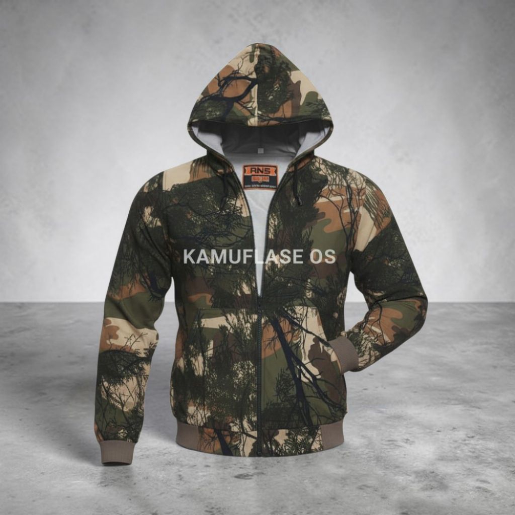 Jaket switer camo wood waterproof