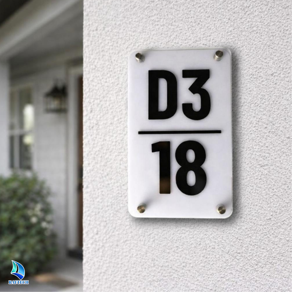 Plat nomor rumah akrilik stainless / nomer rumah Acrylic