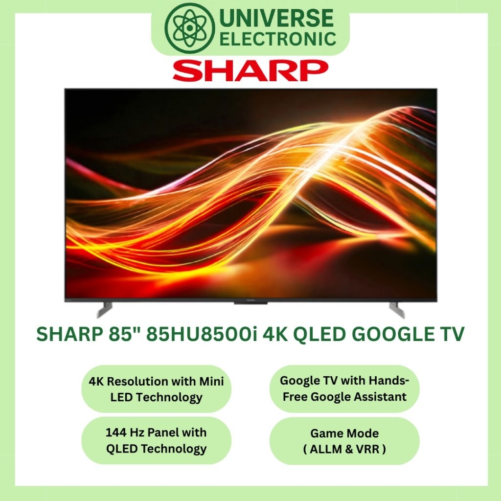 SHARP 85HU8500i / 4T-C85HU8500i 4K QLED GOOGLE TV 85 Inch