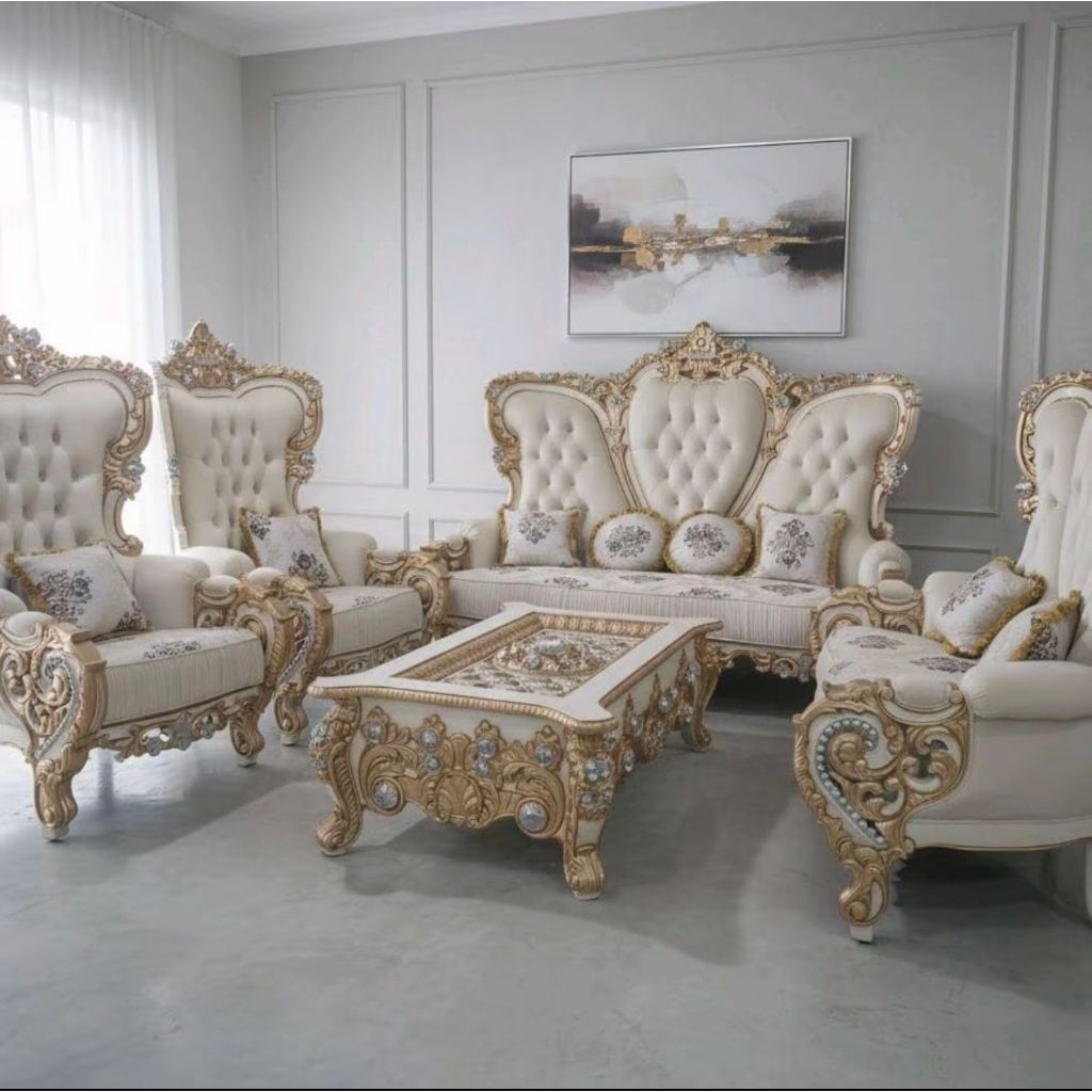Set Sofa Tamu Bellagio Kayu Jati Terlaris Kursi Tamu Mewah Sultan Terbaik