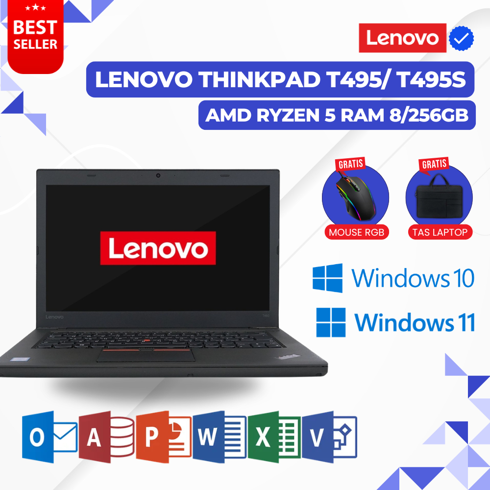 Laptop Lenovo Thinkpad T495 Ryzen 5 Thinkpad T495S Ryzen 7 Ram 8/256GB - Laptop Thinkpad Second Mura