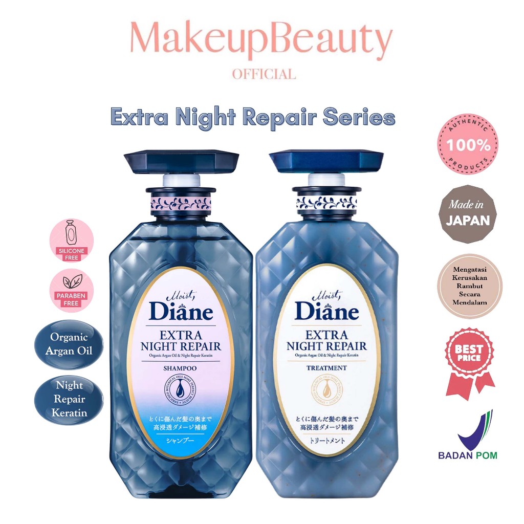 MOIST DIANE Extra Night Repair Shampoo 450ml | Extra Night Repair Treatment ( Conditioner ) 450ml