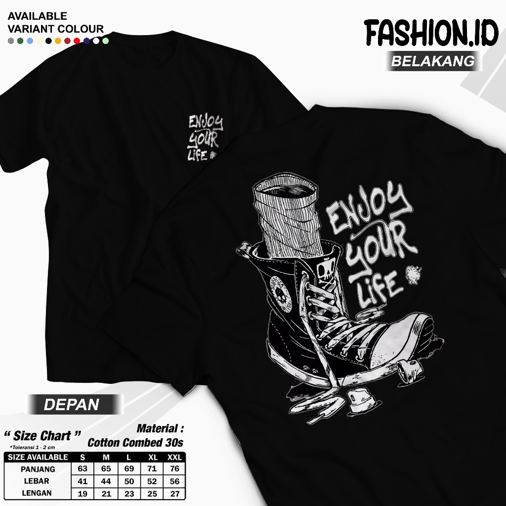 Baju kaos distro terbaru Shoes enjoy pria wanita