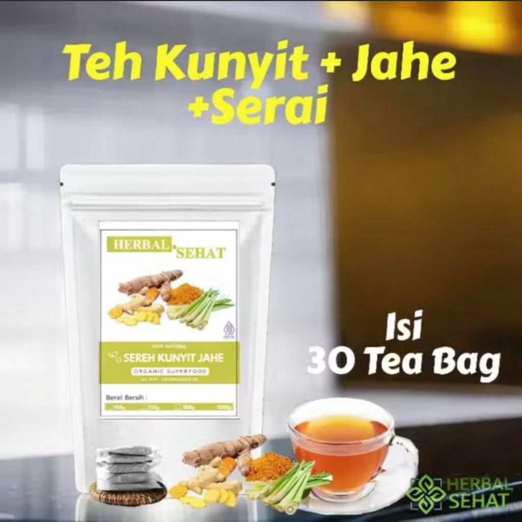 [ BISA COD ] TEH KUNYIT,JAHE & SERAI | Herbal Asam Lambung TEA Herbal DIET ALAMI